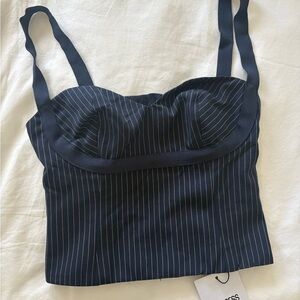 Navy Pinstripe Bustier Top